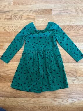 GAP Green Star-Print Long Sleeve Dress